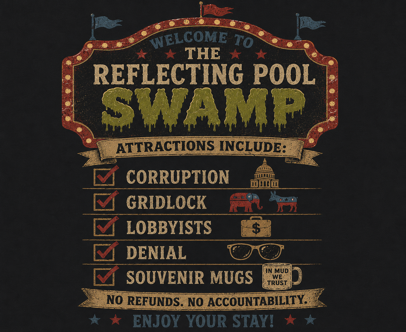 Reflecting Pool Swamp attractions checklist back graphic